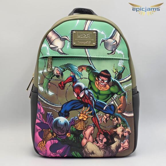 Loungefly Marvel Spider-Man Villains Sinister 6 Green Mini Backpack Bag New - Picture 1 of 7